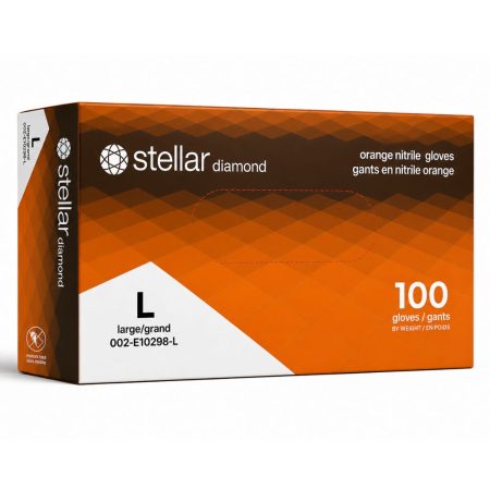 Stellar Deluxe Nitrile Disposable Gloves- Orange, 8 mil Powder Free