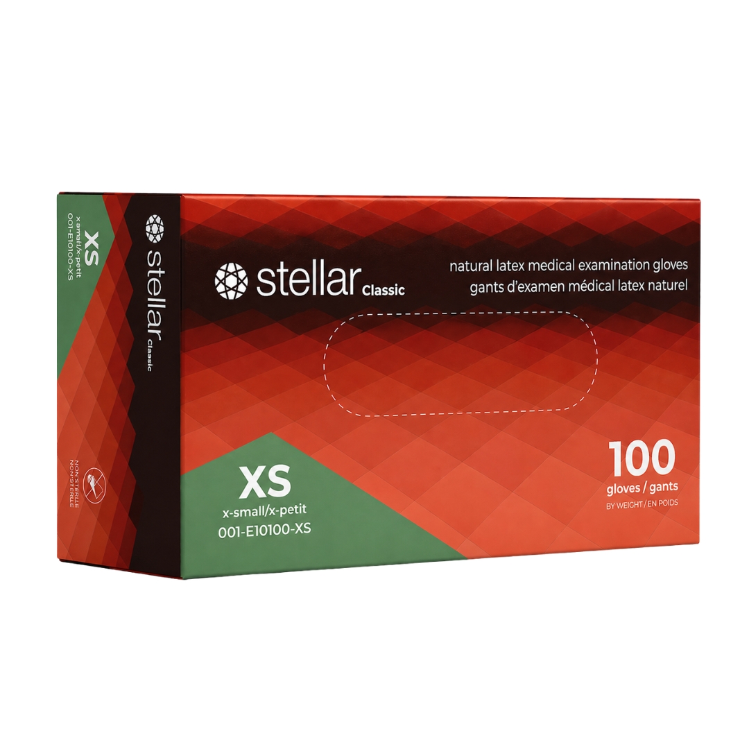 Stellar Latex Exam Gloves- 4 mil Powder Free