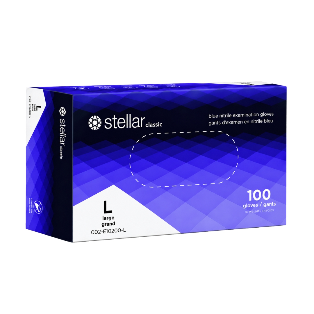 Stellar Classic Nitrile Exam Gloves- 4 mil Blue, Powder Free - Image 4