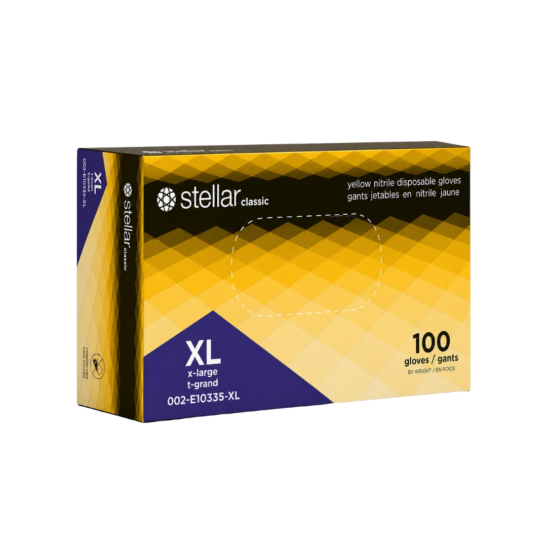 Stellar Nitrile Gloves- Yellow, 4 mil Powder Free - Image 4