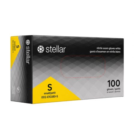 Stellar Nitrile Gloves- White, 4 mil Powder Free