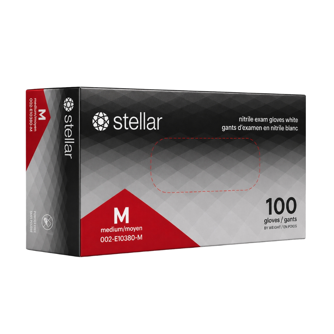 Stellar Nitrile Gloves- White, 4 mil Powder Free - Image 2