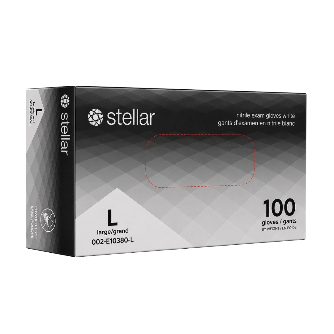 Stellar Nitrile Gloves- White, 4 mil Powder Free - Image 3
