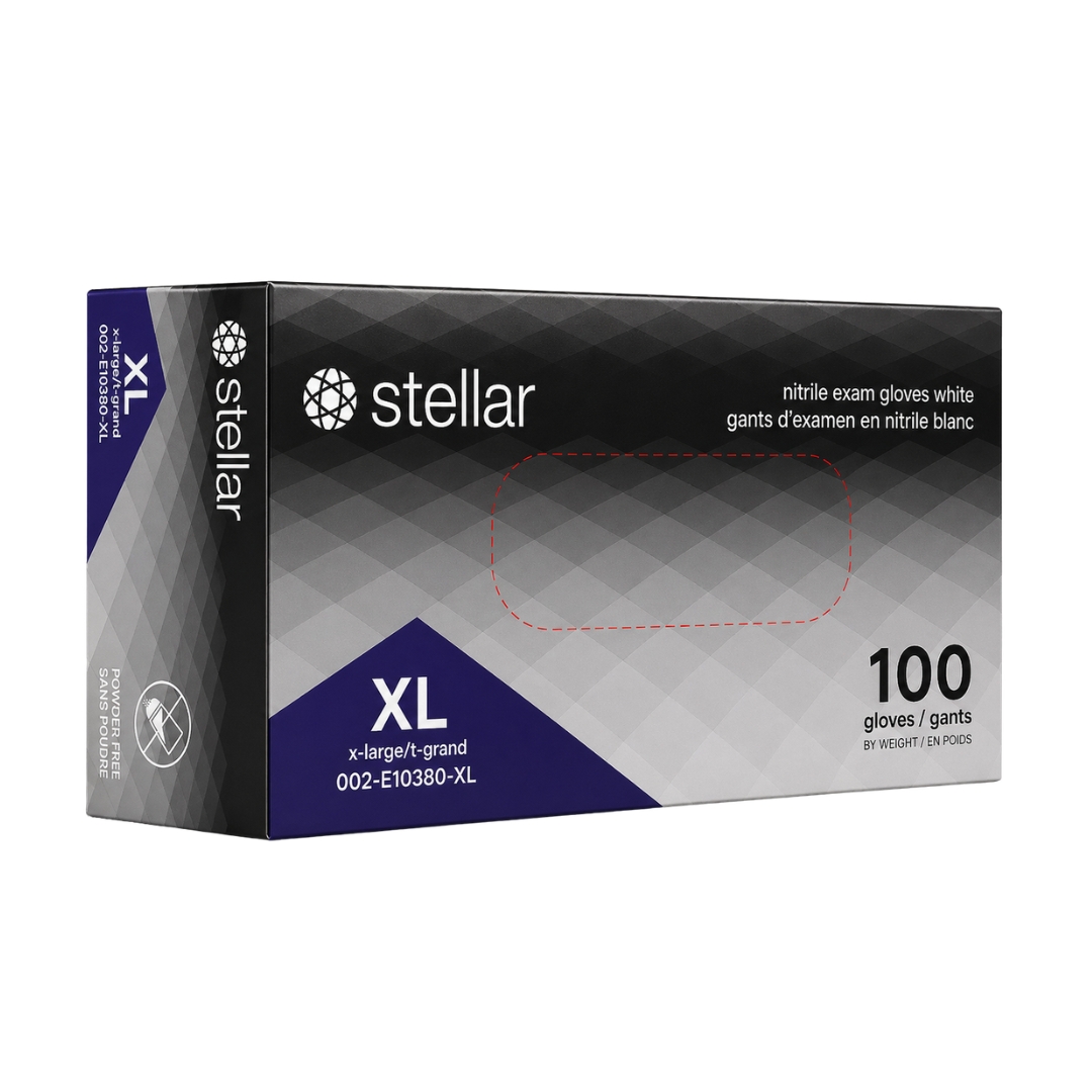 Stellar Nitrile Gloves- White, 4 mil Powder Free - Image 4