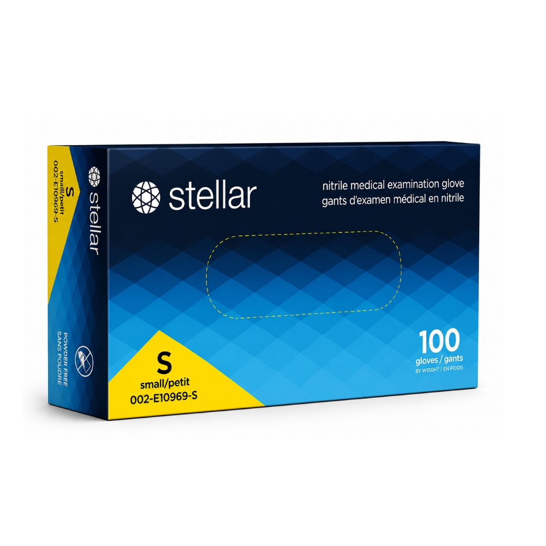 Stellar Extra Blue Nitrile Gloves - 6 mil Blue, Powder Free