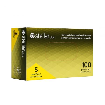 Stellar Plus Vinyl Examination Gloves, Powder Free, Clear - 5 mil