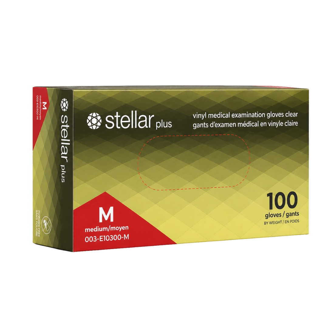 Stellar Plus Vinyl Examination Gloves, Powder Free, Clear - 5 mil - Image 2