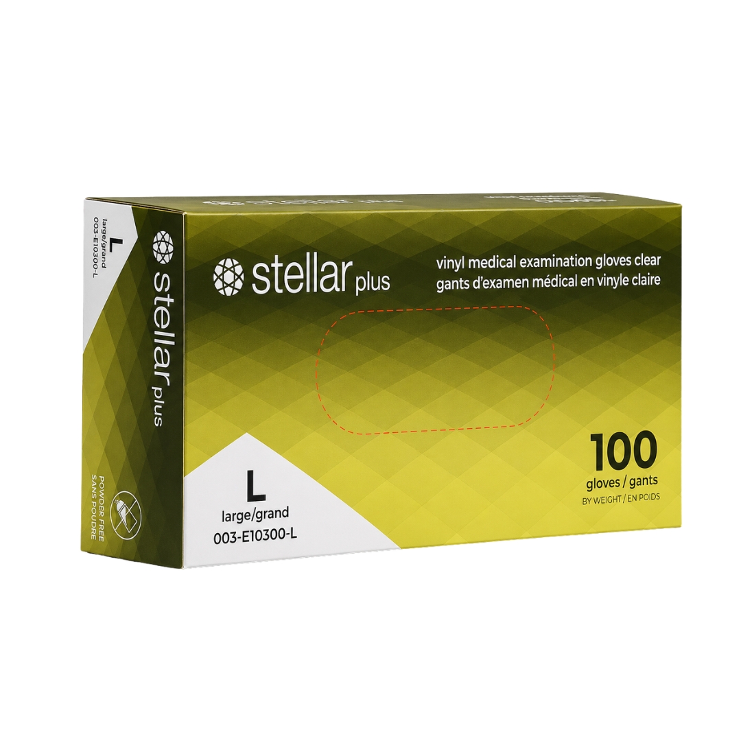 Stellar Plus Vinyl Examination Gloves, Powder Free, Clear - 5 mil - Image 3