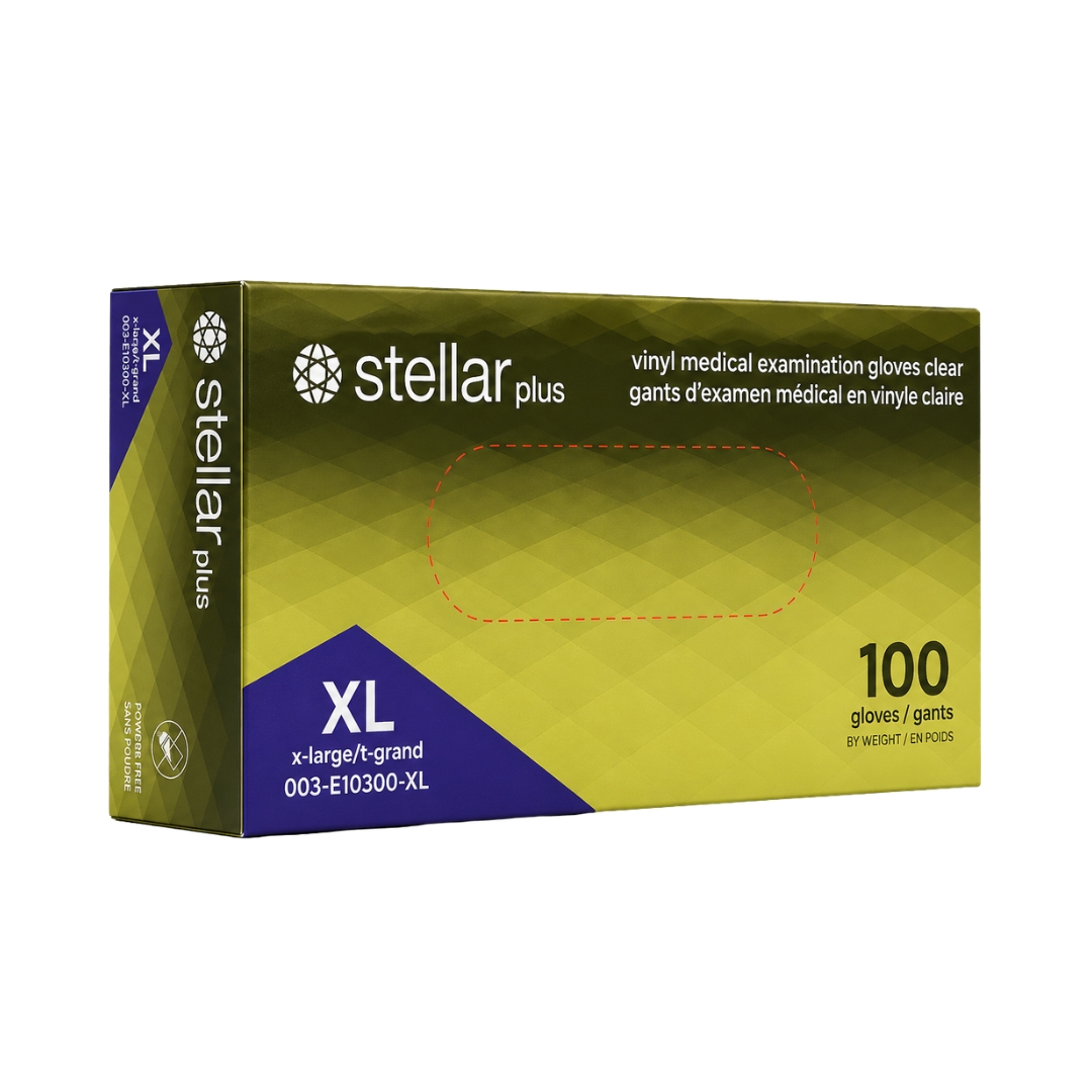 Stellar Plus Vinyl Examination Gloves, Powder Free, Clear - 5 mil - Image 4