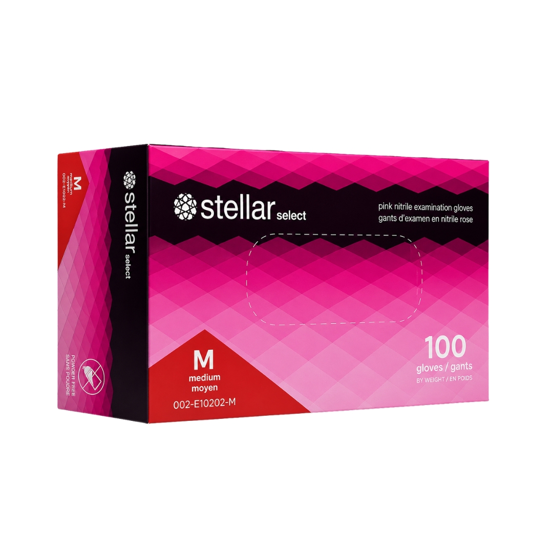 Stellar Nitrile Exam Gloves- Pink, 3 mil Powder Free - Image 3
