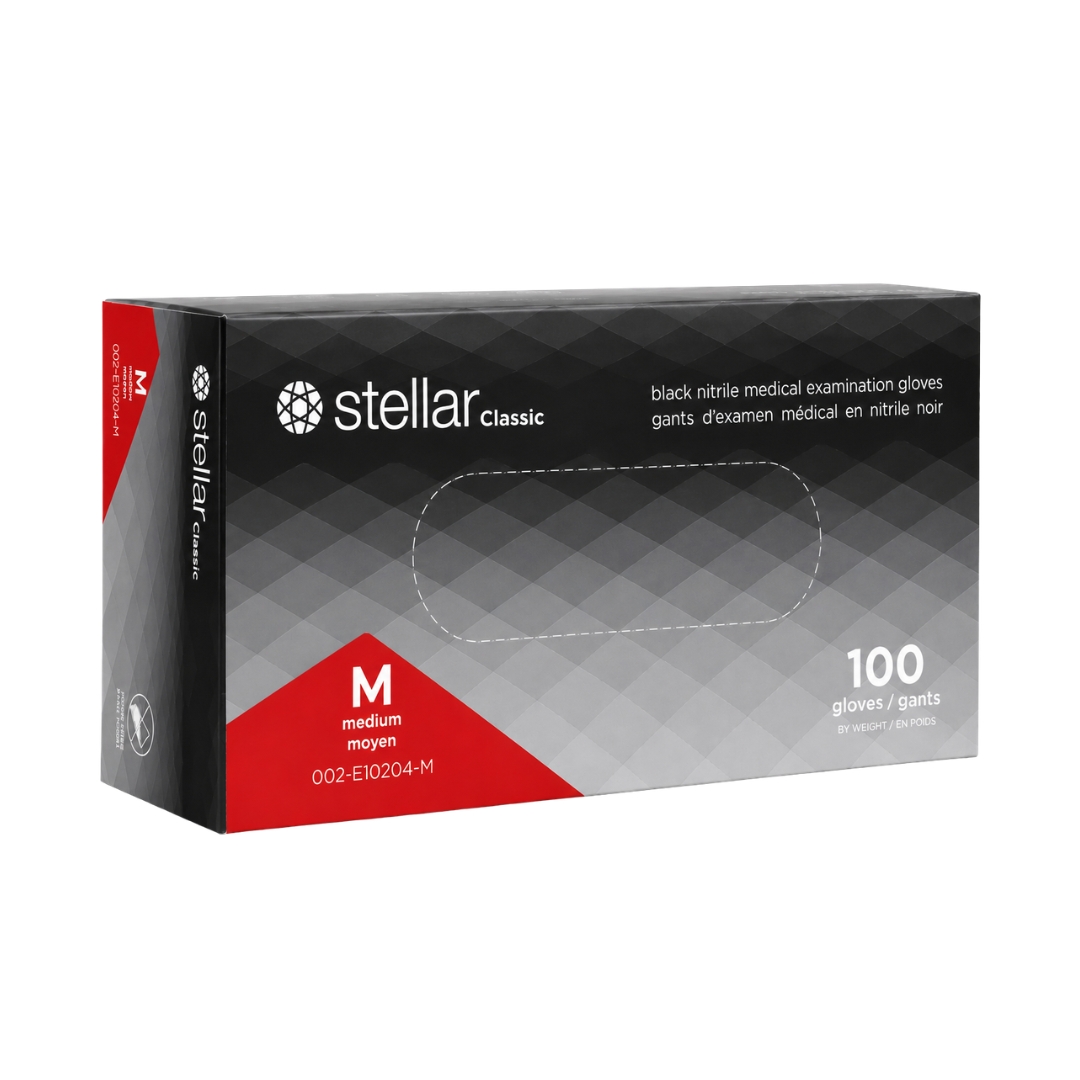 Stellar Classic Nitrile Exam Gloves- 4 mil, Black, Powder Free - Image 2