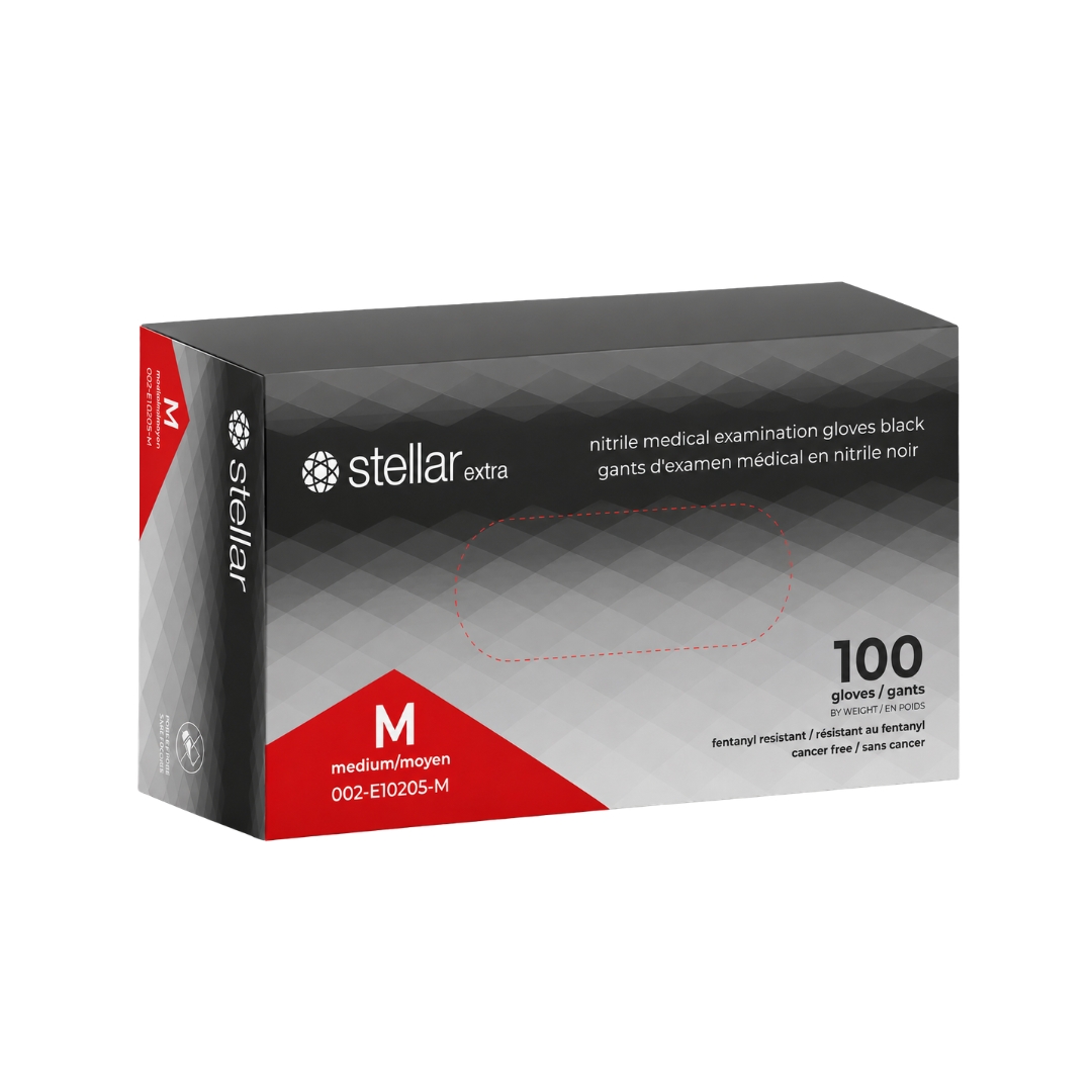 Stellar Extra Nitrile Exam Gloves- 6 mil, Black, Powder Free - Image 2