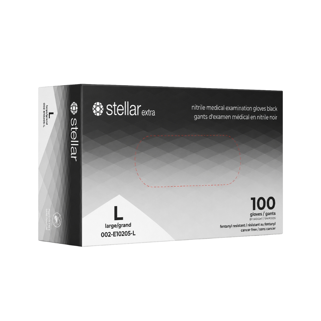Stellar Extra Nitrile Exam Gloves- 6 mil, Black, Powder Free - Image 3