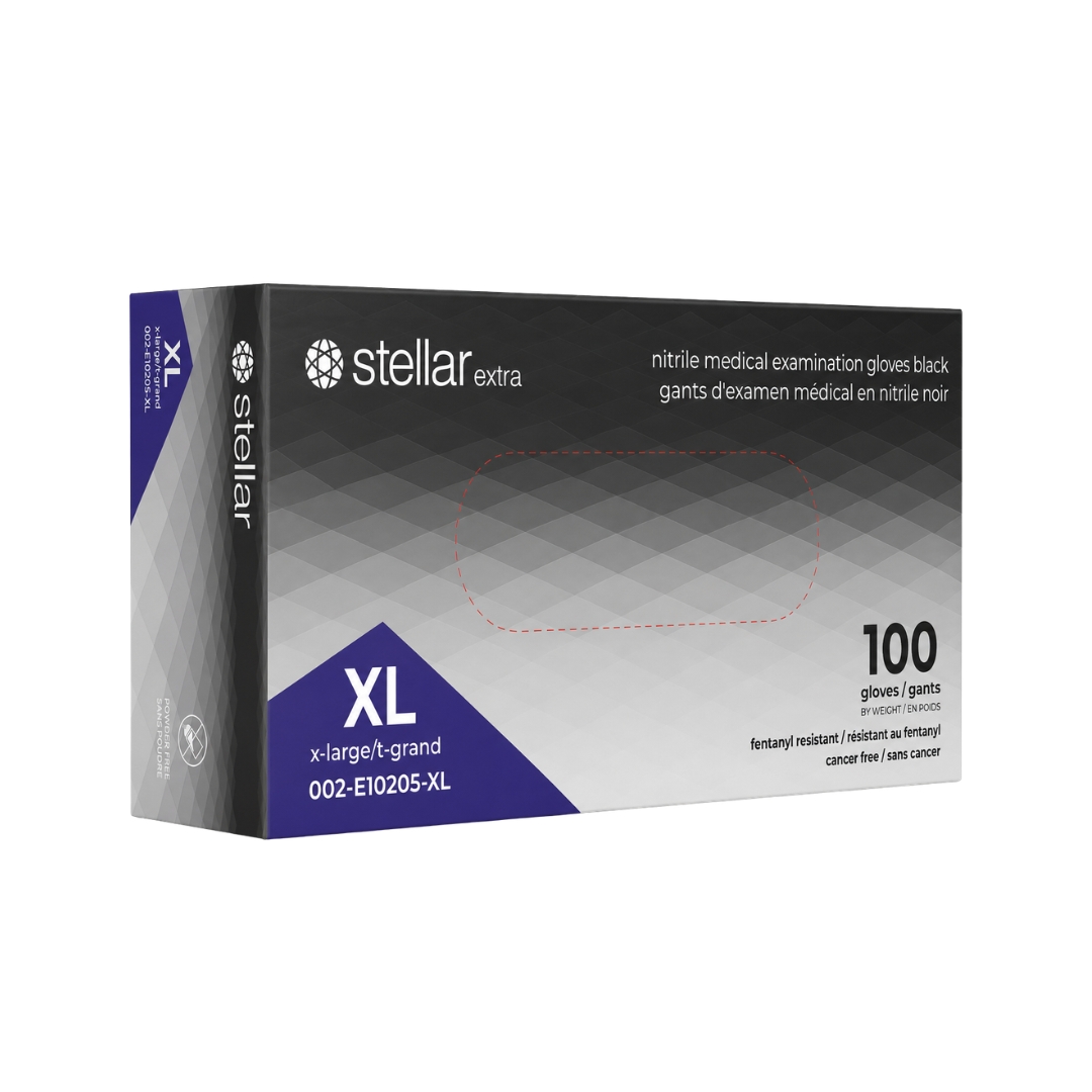 Stellar Extra Nitrile Exam Gloves- 6 mil, Black, Powder Free - Image 4