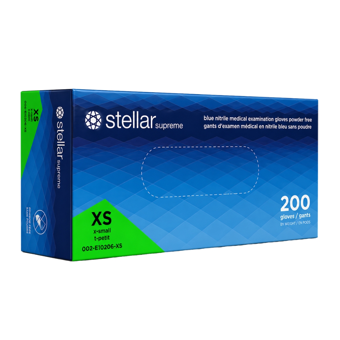 Stellar Supreme Nitrile Exam Gloves- 3.5 mil Blue, Powder Free