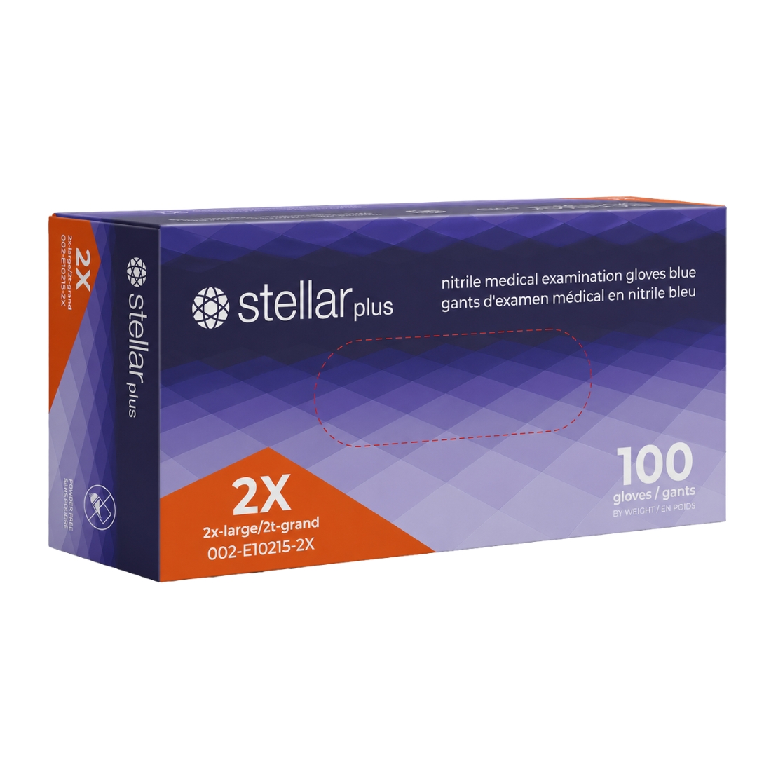 Stellar Plus Nitrile Exam Gloves- 5 mil Blue, Powder Free - Image 2