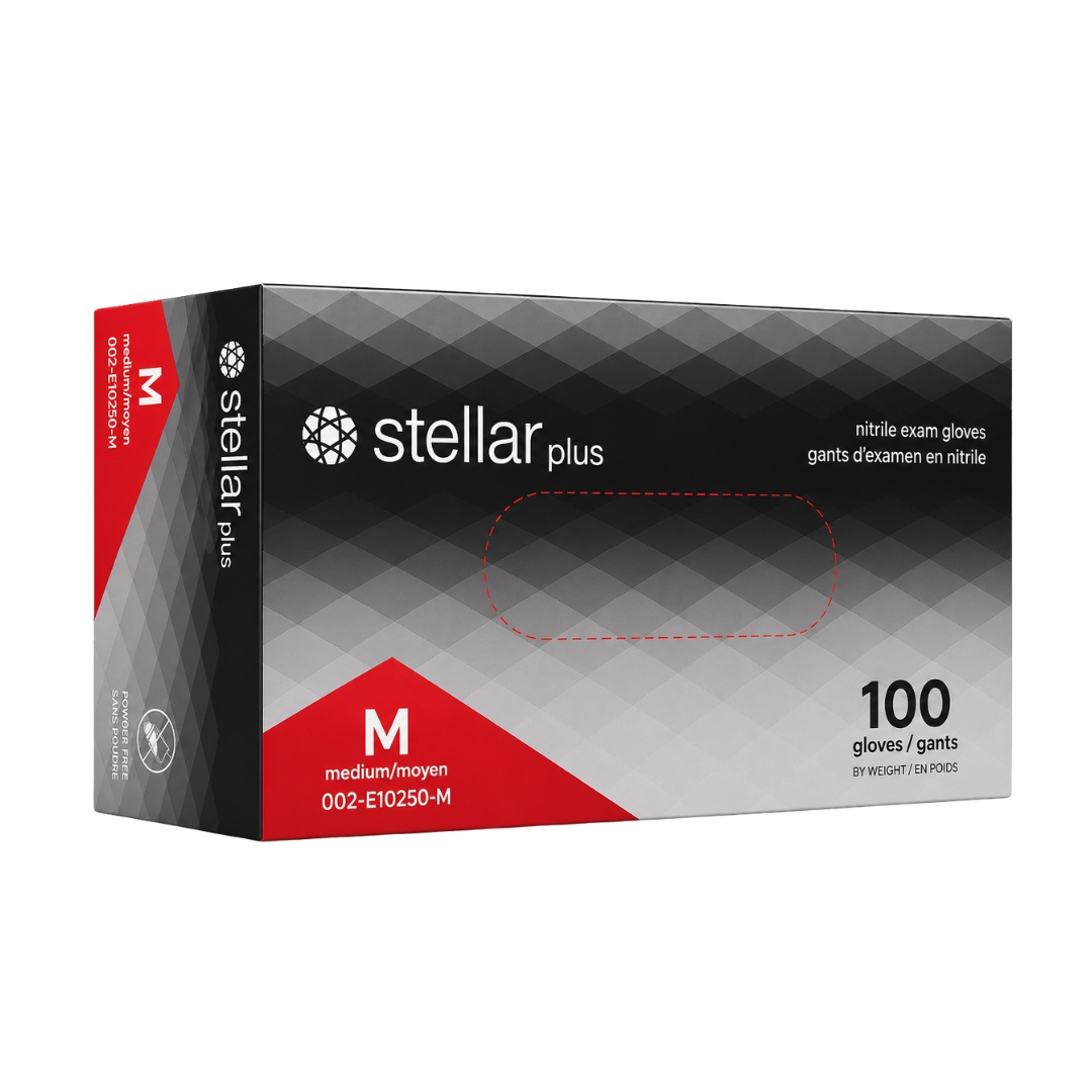 Stellar Plus Nitrile Exam Gloves- 5 mil, Black, Powder Free - Image 2