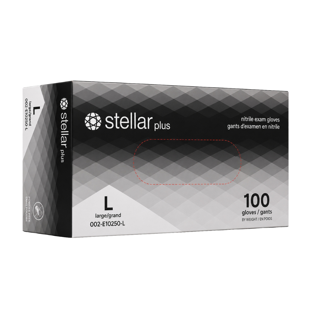 Stellar Plus Nitrile Exam Gloves- 5 mil, Black, Powder Free - Image 3