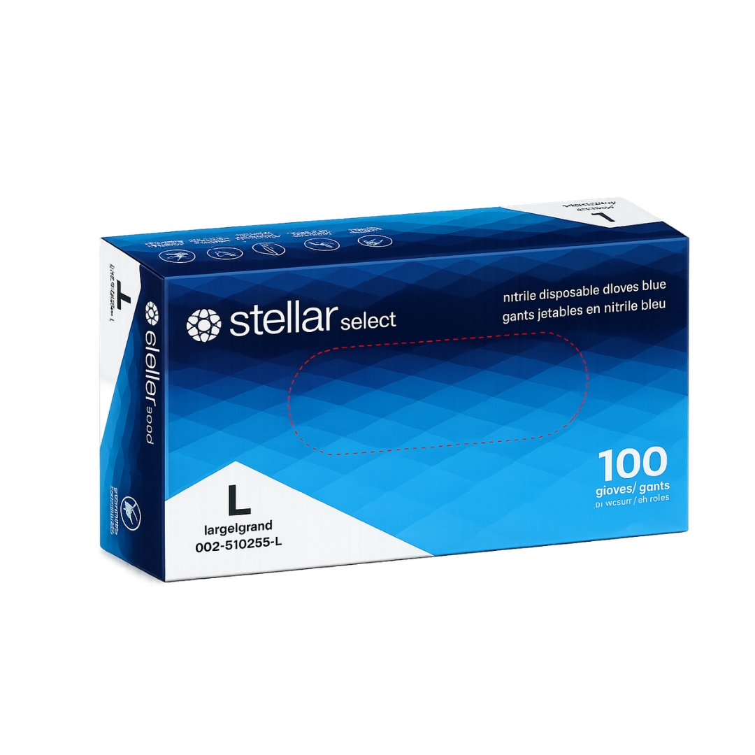Stellar Select Nitrile Gloves- 3 mil Blue, Powder Free - Image 3