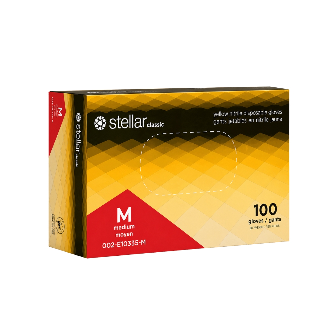 Stellar Nitrile Gloves- Yellow, 4 mil Powder Free - Image 2