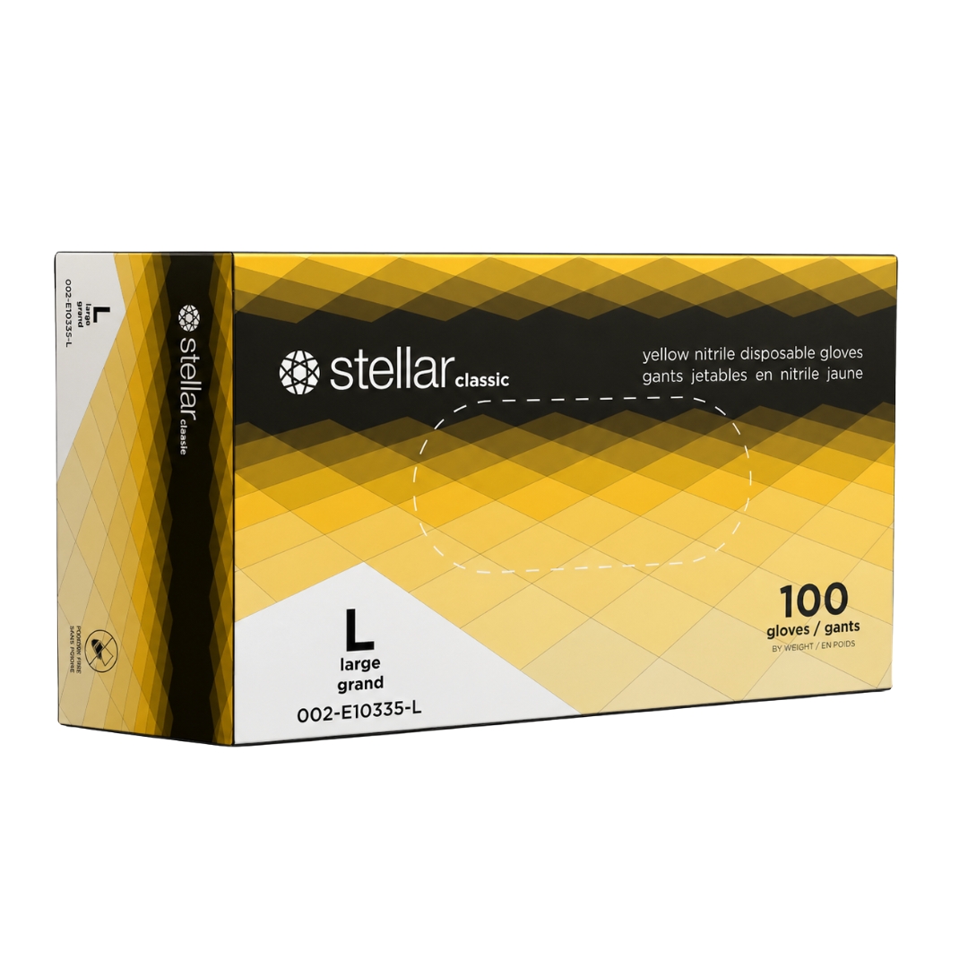 Stellar Nitrile Gloves- Yellow, 4 mil Powder Free - Image 3