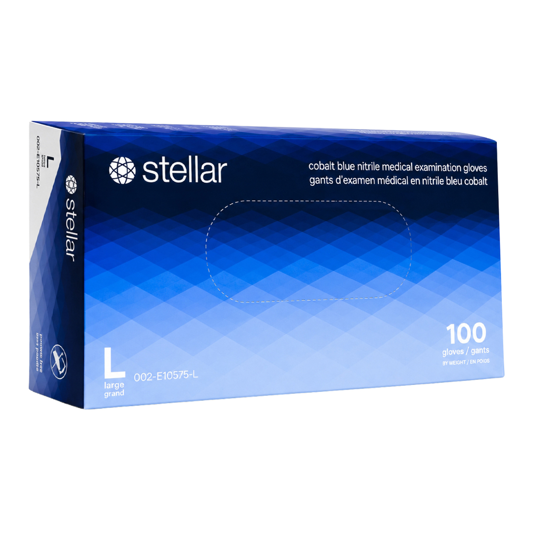 Stellar Nitrile Exam Gloves- 4 mil Cobalt Blue, Powder Free