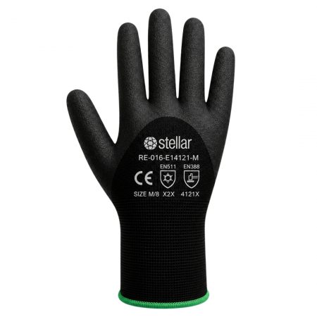 Stellar Acrylic and Nylon Double Liner 3/4 Coated Nitrile Gloves, Sandy Finish