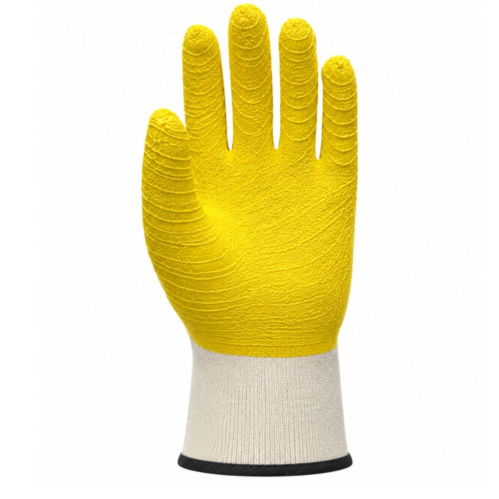 Stellar Jersey 3/4 Coated Yellow Latex Gloves, Wrinkle Finish, Safety Cuff - Image 2