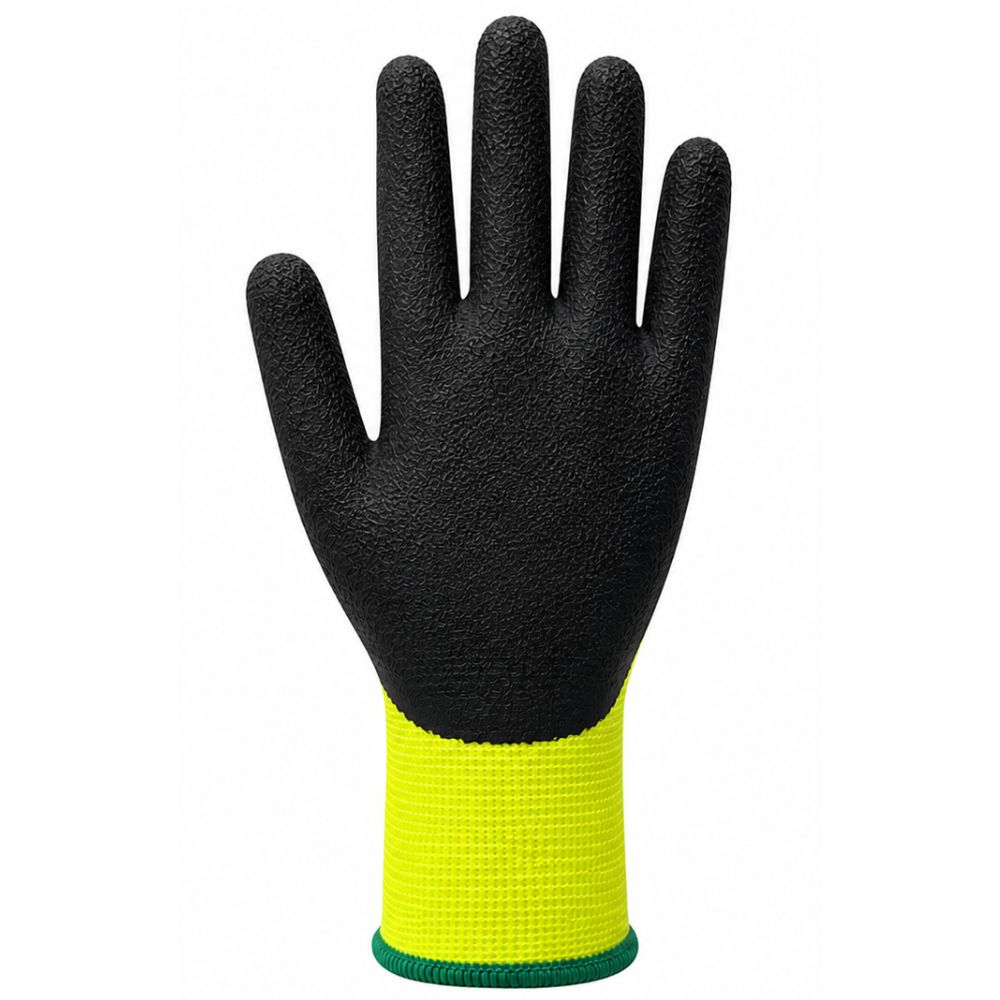 Stellar Acrylic & Nylon Double Liner 3/4 Coated Black Foam Latex Gloves, Hi Viz - Image 2