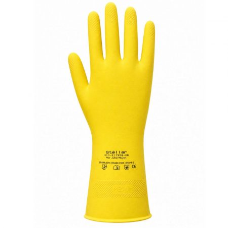 Stellar Flock Lined Latex Gloves, 16 mils- Yellow