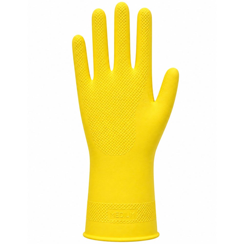 Stellar Flock Lined Latex Gloves, 16 mils- Yellow - Image 2