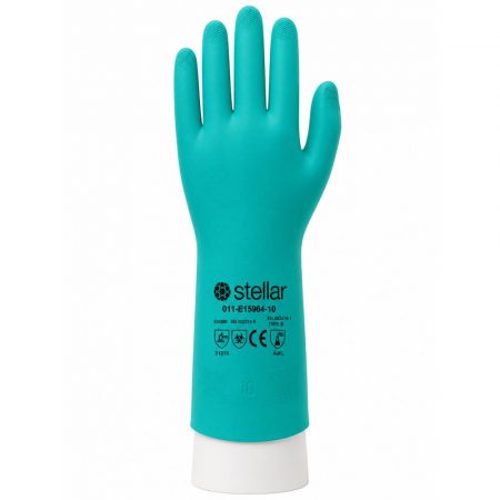 Stellar Flock Lined Nitrile Gloves- Green