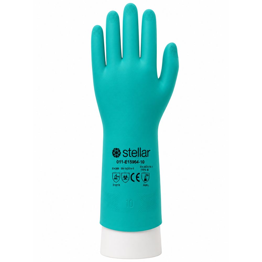 Stellar Flock Lined Nitrile Gloves- Green