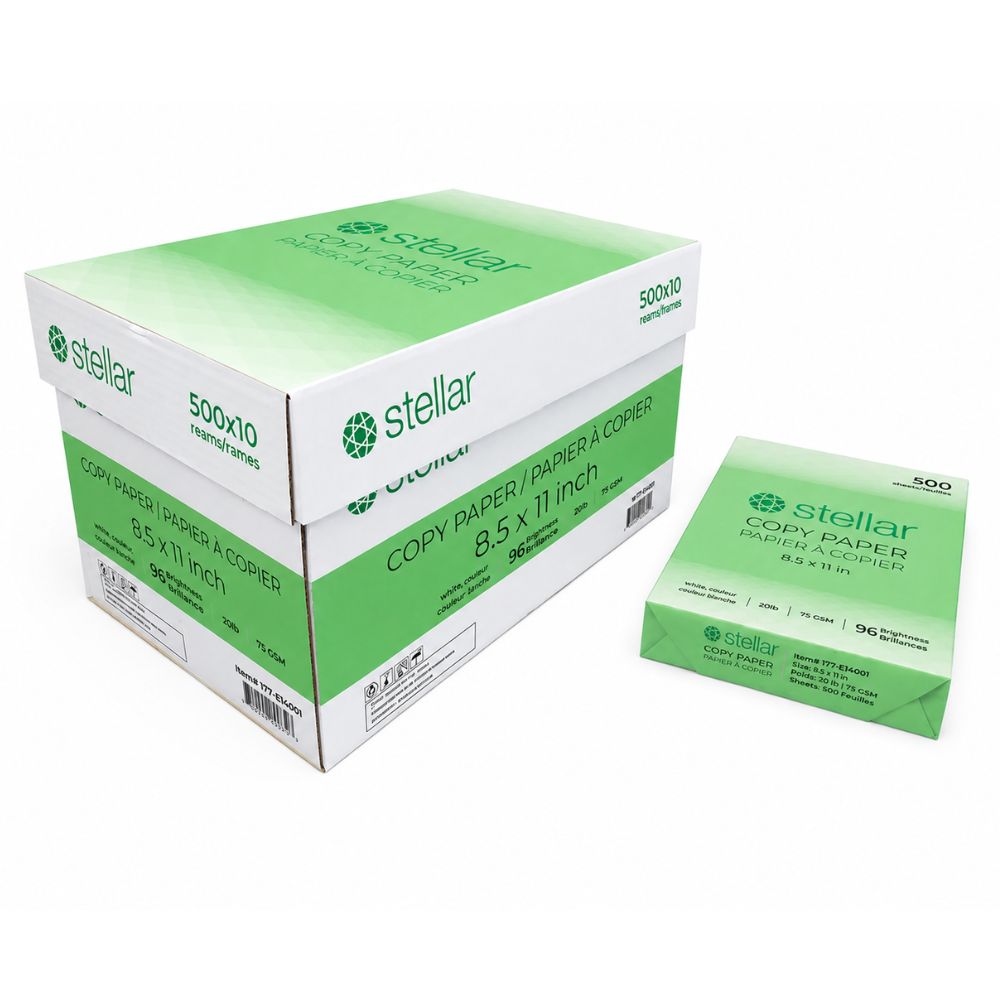 Stellar Copy Paper, White, 20lbs, 96 Bright, 8.5 x 11