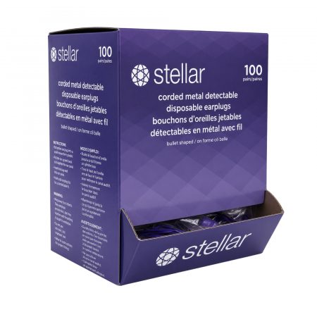 Stellar Foam Ear Plugs, Metal Detectable, Corded, Blue
