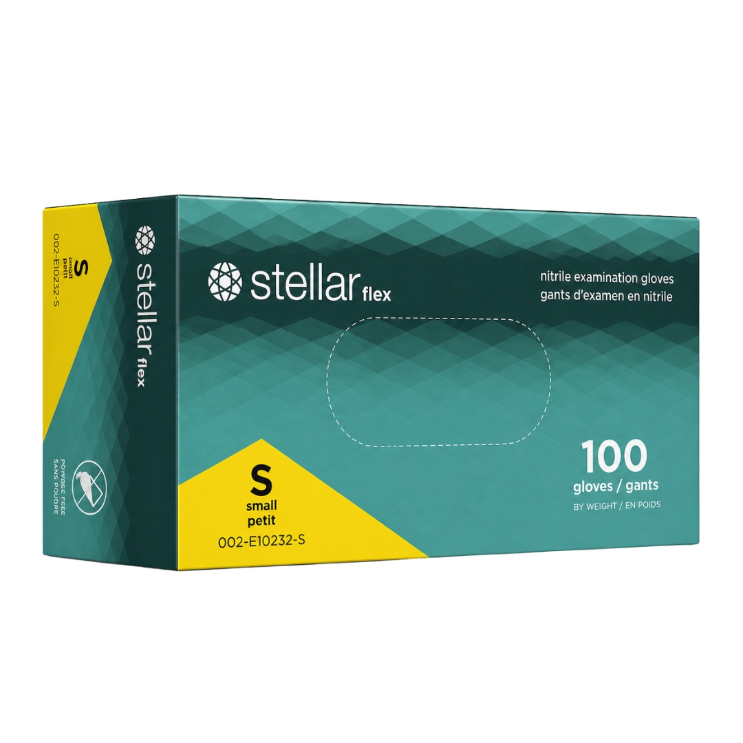 Stellar Flex Nitrile Examination Gloves, Natural Colour, PF -100/ Box