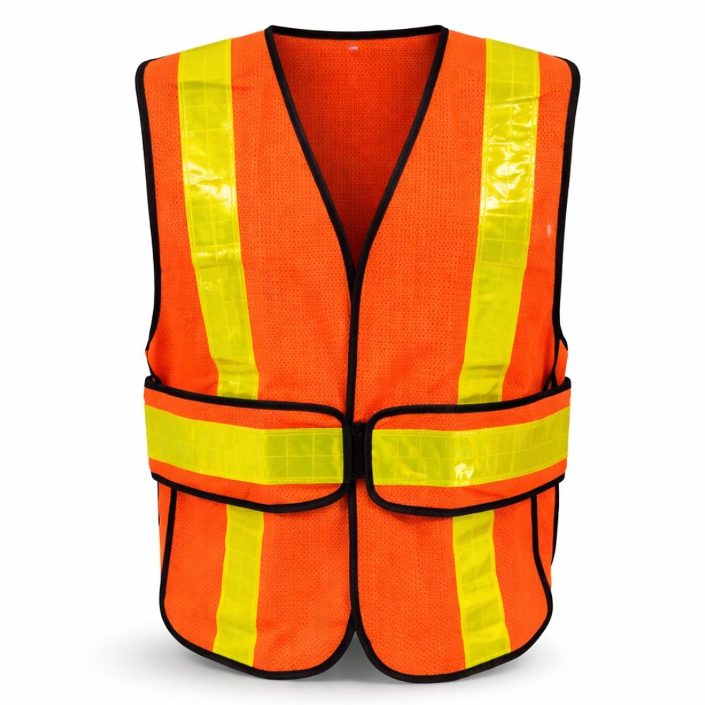 Stellar Hi-Vis Economy Mesh Safety Vest, 2" Refl. Tape, Orange, One Size- 1 Each