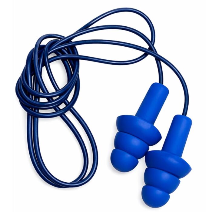 Stellar Tri Falange Ear Plugs, Metal Detectable, Blue, Corded - Image 2